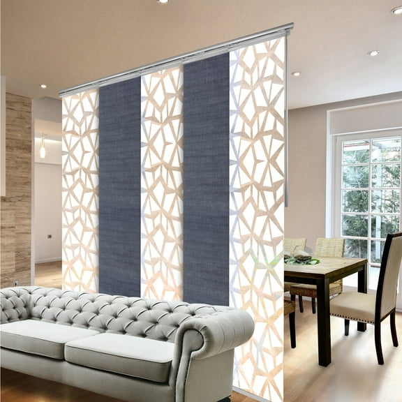 Domovina 5 Panel Track Vertical Blinds, Adjustable 58-110"W x 116"H - Splinter/Anan