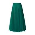 thumbnail image 3 of Clearance! Hontri Skirts for Women Women's Pleated Skirt Mesh Skirt Fairy Skirt Mid Length Long Skirt Dance Skirt Skirts for Women Green,L, 3 of 3