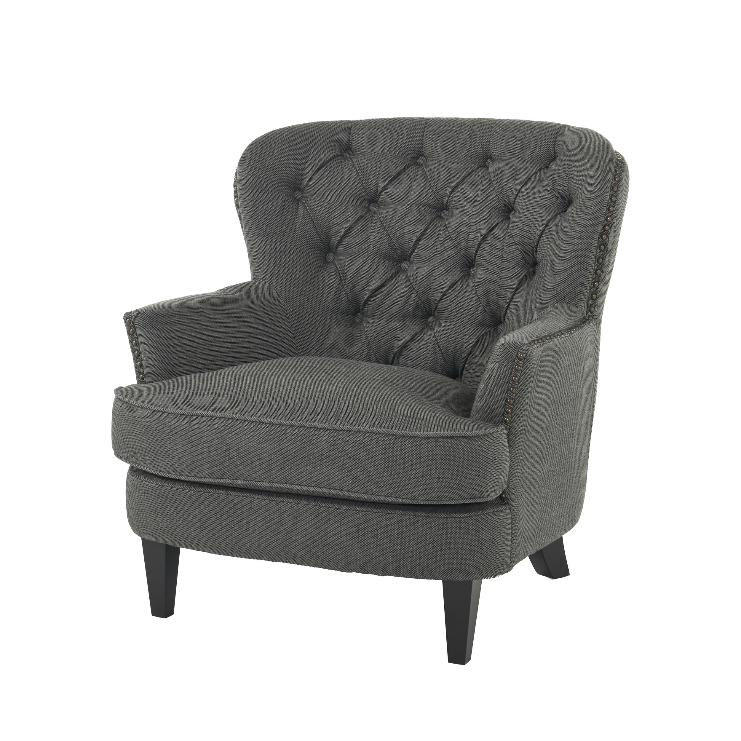 Tilden Tufted Fabric Club Chair, Grey