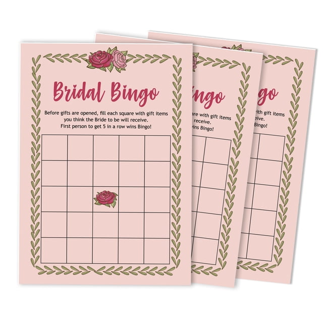 Inkdotpot Bridal Wedding Shower Bachelorette Party Bulk Blank Square Fill In Gift Ideas 50FloralBingoGameCards