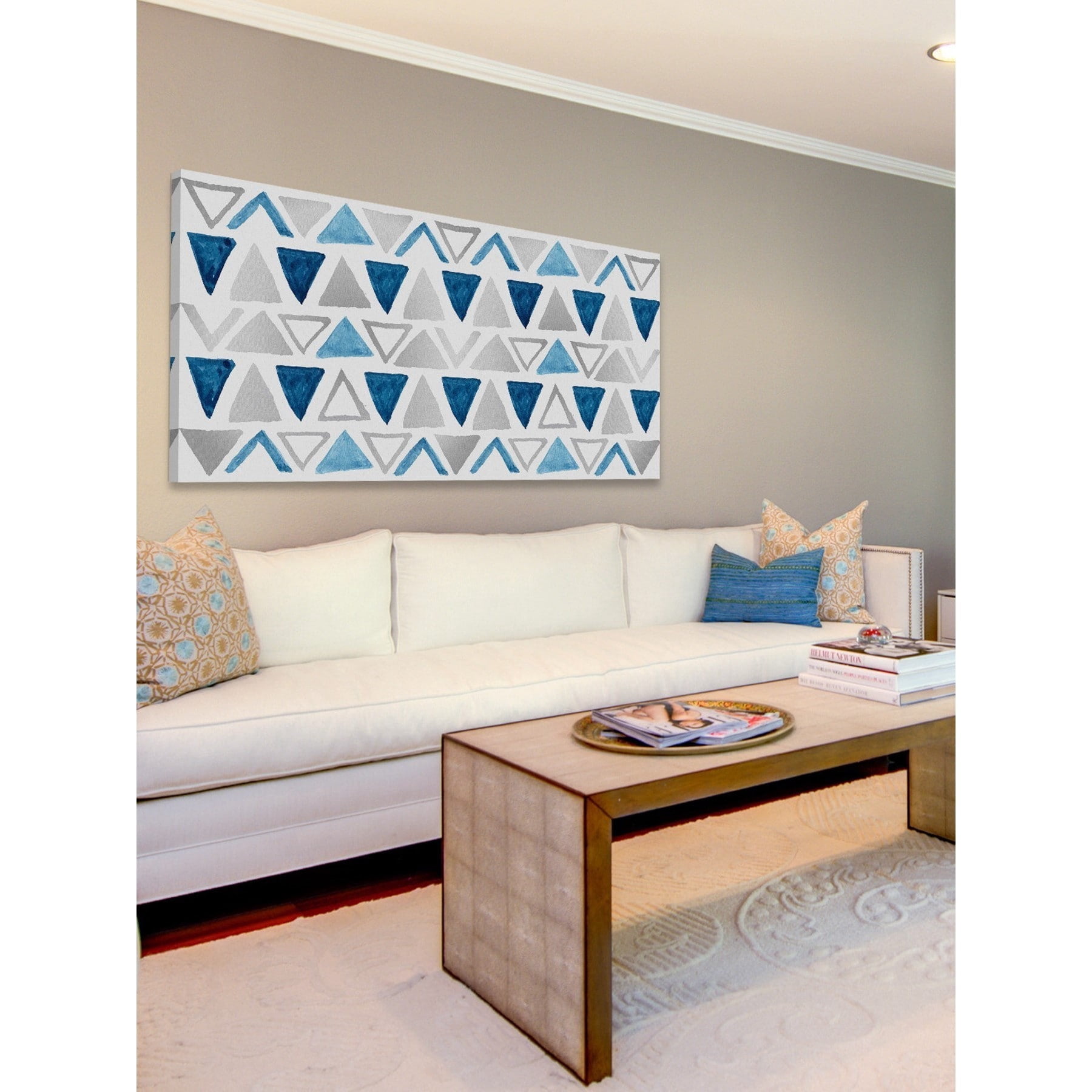 Marmont Hill Inc Marmont Hill - 'Shaded Triangles' Painting Print on Wrapped Canvas - Blue