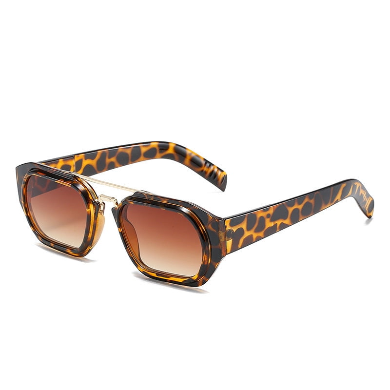 Vintage Square Sunglasses for Men, UV400 Protection, Plastic and Metal Frame with Clip-on Design, Small Face Fit