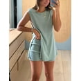 thumbnail image 4 of Womens Knit Pajamas Sets 2 Piece Outfits Casual Sleeveless Sweater Tank Top Shorts Loungewear Lounge Sets, 4 of 8