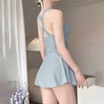 thumbnail image 4 of QURATI Swimwear Crisscross Back Sleeveless Swimsuit: Front Ruched Waist Resort & Pool Swimwear Light Ashy M, 4 of 9