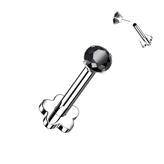 BodyJewelryOnline Labret Implant Grade Titanium Threadless Push in Flower Base Flat Back Men Women