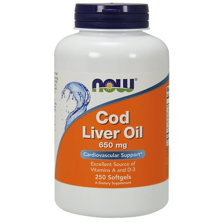 NOW Supplements, Cod Liver Oil 650 mg, Excellent Source of Vitamins A and D-3, 250