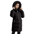 thumbnail image 3 of XPMWRP Women's Quilted Fleece Hooded Puffer Jacket Long Sleeve Solid Color Long Coat Winter Warm Thick Zipper Jacket with Pockets Black XXL, 3 of 8