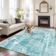 thumbnail image 2 of Turquoise Coastal Area Rugs 8'x10', Washable Small Throw Rugs for Living Room Patio, Nautical Coral Starfish Shell Octopus Sea Indoor Outdoor Rug Non-Slip Low Pile Carpet Runner Reversible Floor Mats, 2 of 8