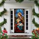thumbnail image 4 of Cubierta Para Puerta Con Escena Del Nacimiento Cinta Roja Cubiertas Para Puertas Con Escena Del Nacimiento Cubiertas Para Puertas De Estanterías Decoraciones Navideñas Papá Noel Vintage Navidad Al A, 4 of 4