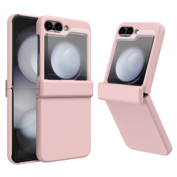 Allytechgroup Rugged Case for Samsung Galaxy Z Flip 6/ Flip 7 FE, with Build in Screen Protector Anti-Scratch Hinge Protection Bumper Hybrid Phone Case Shell for Galaxy Z Flip 6/ 7 FE, Pink