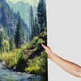 thumbnail image 3 of Chilfamy  Landscape Shower Curtain, Scenic Mountain with Pine Trees and Flowing River Colorful Foliage Daytime Nature, Cloth Fabric Bathroom Decor Set with Hooks, Blue Night White, 3 of 7