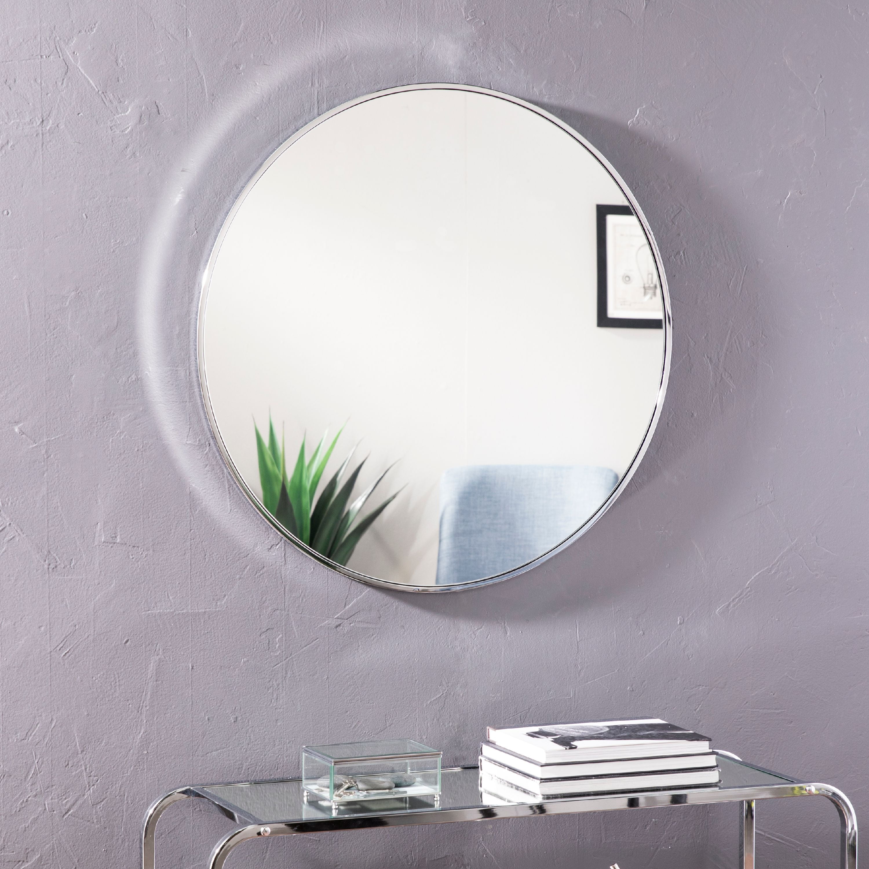 Kaulin Round Decorative Wall Mirror High Gloss Chrome