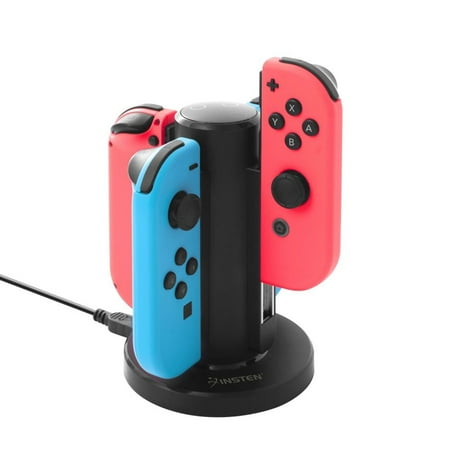 Nintendo Switch Joy-Con Charging Dock USB Station, by Insten 4 in 1 Joy Con Controller Charger Docking Stand For Nintendo Switch with LED indication and USB Cable