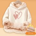 thumbnail image 4 of Bobifish Toddler Girls Sherpa Lined Hoodie Long Sleeve Pullover Hoodie Warm Embroidered Heart Graphic Fall Winter Cozy Sweatshirt, 4 of 5