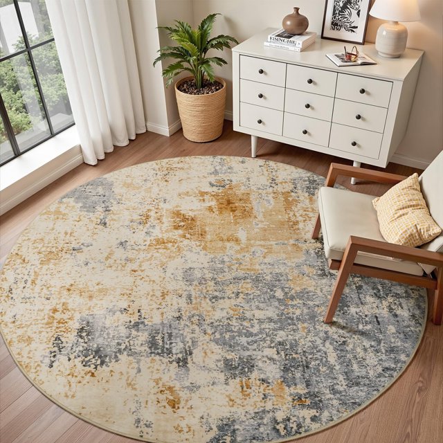 Abstract Area Rug x Modern Rugs for Living Room Neutral Machine Washable Rug Non Slip Carpet for Bedroom Office Living Room Dining Room Nursery Rug Grey &