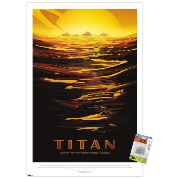 NASA - Titan Travel Poster Wall Poster with Pushpins, 22.375" x 34"