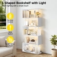 thumbnail image 5 of 6-Tier S-Shaped Geometric Bookshelf with LED Light, 3 Color Temperatures,Modern Open Shelving, Touch & Remote Control, Wooden S-Shape Storage Display Unit for Home Office,White, 5 of 9