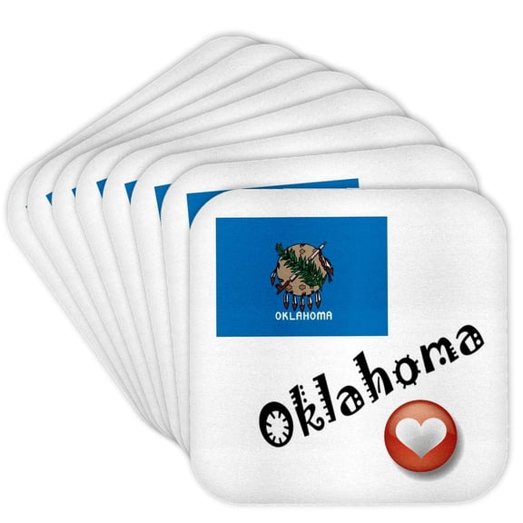 3drose, I Love Oklahoma, Set of 8 Coasters - Soft