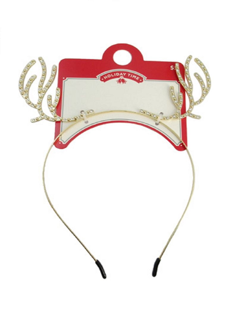 Holiday Time Sparkly Reindeer Antler Headband for Women and Teens Gold