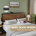 thumbnail image 4 of Rustic Bed Frame Full Size with Barn Door Headboard, LED Bed Frame with Charging Station, Industrial Platform Metal Bed Frames, No Box Spring Needed, Easy Assembly, Brown, 4 of 7