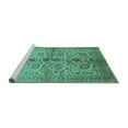 thumbnail image 2 of Ahgly Company Machine Washable Indoor Round Oriental Turquoise Blue Traditional Area Rugs, 7' Round, 2 of 4