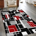 thumbnail image 2 of Red Black Geometric Area Rugs 3'x5', Washable Small Throw Rugs for Living Room Bedroom, Modern Color Block Abstract Indoor Outdoor Rug Non-Slip Low Pile Carpet Runner Reversible Floor Mats, 2 of 8