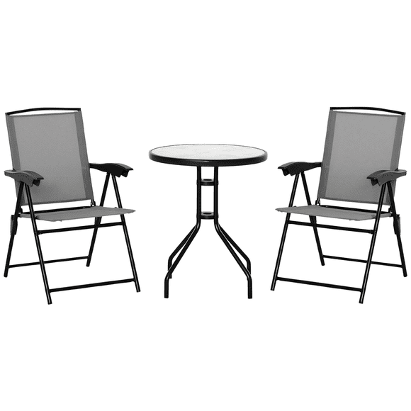 Outsunny Ensemble Bistro Pliant pour Patio avec Chaises Inclinables et Table Ronde