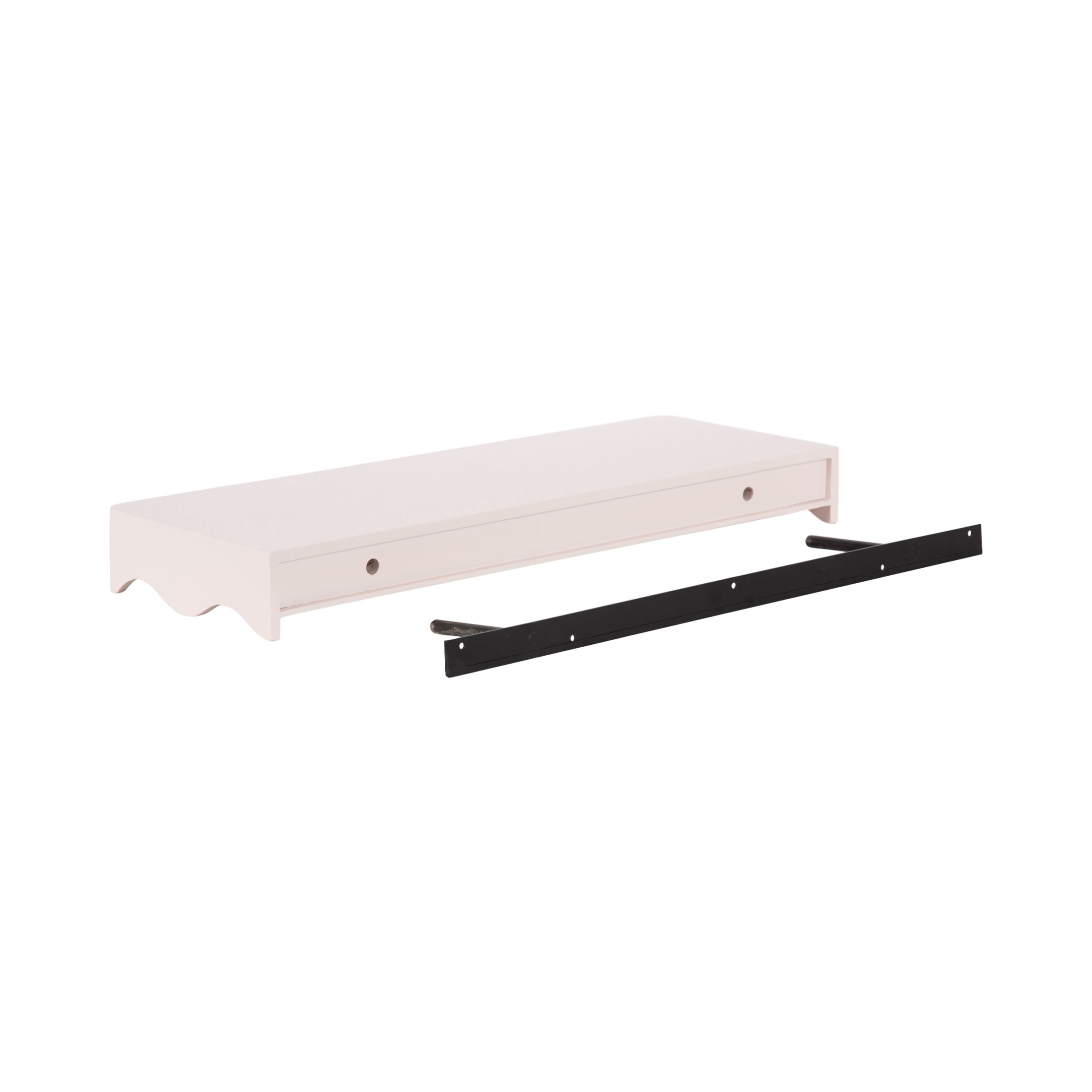 Kate and Laurel Maida Modern Decorative Wavy Wall Floating Shelves, Set of 2, 24 x 8, Pink, Functional Scalloped Kitchen and Bathroom Shelves for Above Toilet or Cute Dorm Room Bookshelves