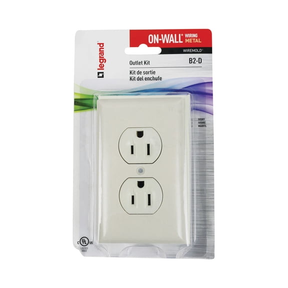 Wiremold On-Wall Outlet Box Kit B2-D - Heavy Duty Metal - 1 In, Off-White