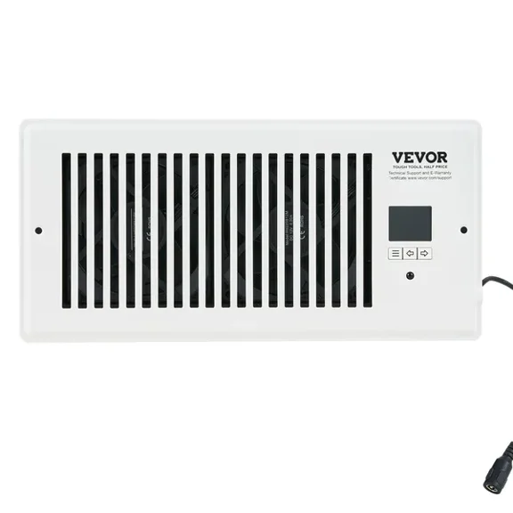 Quiet Vent Booster Fan with Remote and Thermostat Control Fits 4x10 Register Holes Adjustable Speed for Heating Cooling Smart Vent White