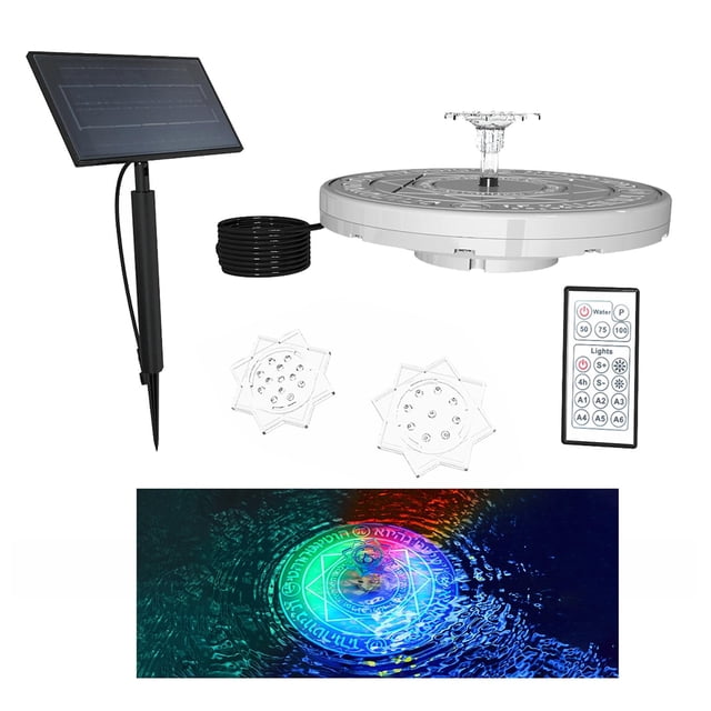 Bomba de fuente solar al aire libre Luz LED RGB colorido con 3 boquillas Fuentes de baño de pájaros solares para piscina Acuario Baño de pájaros Macarena Luces de la fuente