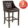 thumbnail image 4 of BizChair 2 Pk. 30" High Transitional Tufted Walnut Barstool with Accent Nail Trim in Brown LeatherSoft, 4 of 15
