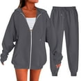 thumbnail image 5 of Women's Two Piece Athletic Set Zipper Front Hoodie And Elastic Waist Joggers Breathable Fabric Comfortable Wear, 5 of 9