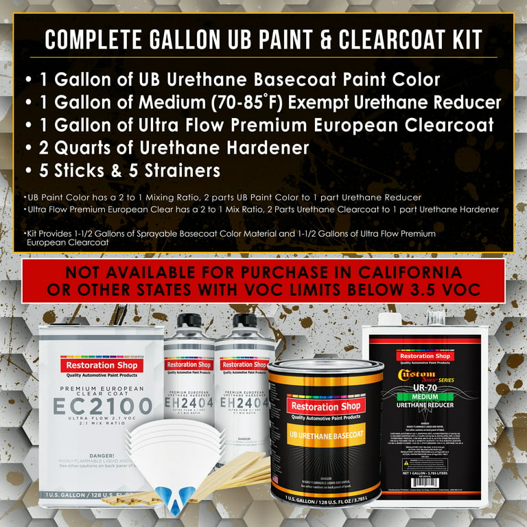 Restoration Shop - Graphic Red Urethane Basecoat with Clearcoat Auto Paint  - Complete Fast Gallon Paint Kit - Professional High Gloss Automotive, Car