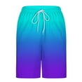 thumbnail image 6 of hoksml Men Swim Trunks 2-in-1 Style with Lined Casual Gradient Print Beach Shorts with Pockets Elastic Waist Tie Drawstring Quick Dry Swimming Bathing Suit, 6 of 6
