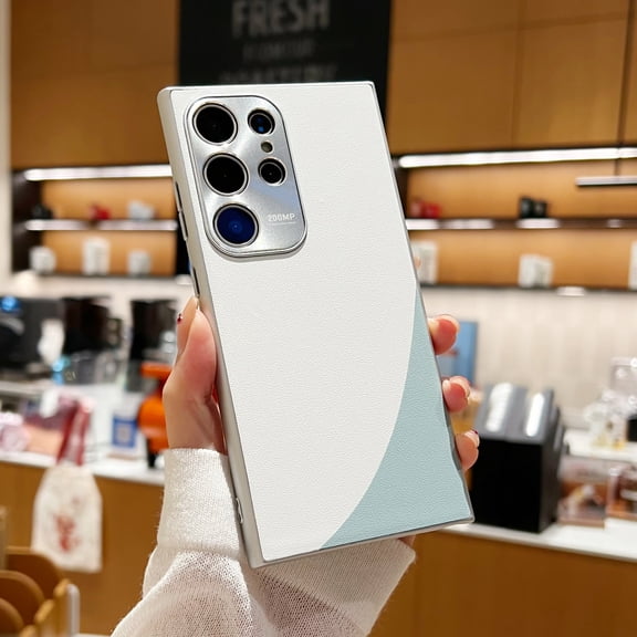 Bicolor Case for Samsung Galaxy S23 Plus 6.6 inch, Lightweight Ultra Slim Color Contrast Shockproof Anti-Scratch Camera Protection Cover for Women Men Girls Boys,White Blue