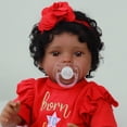 thumbnail image 3 of Muñeca Reborn Baby Doll SCOM, negra, 50 cm, afroamericana, con atuendo rojo, 3 of 7