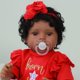 thumbnail image 3 of Muñeca Reborn Baby Doll SCOM, negra, 50 cm, afroamericana, con atuendo rojo, 3 of 7