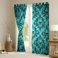thumbnail image 3 of Manfei Victorian Damask Curtains Pack of 2 (42x84 Each), Black Cyan Bohemian Curtains Blackout, Halloween Sugar Skull Bedroom Curtains, Luxury Bedroom Decor, 3 of 6
