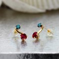 thumbnail image 3 of Gem Stone King 0.70 Ct Round Red Created Ruby Blue Diamond 14K Yellow Gold Earrings, 3 of 4