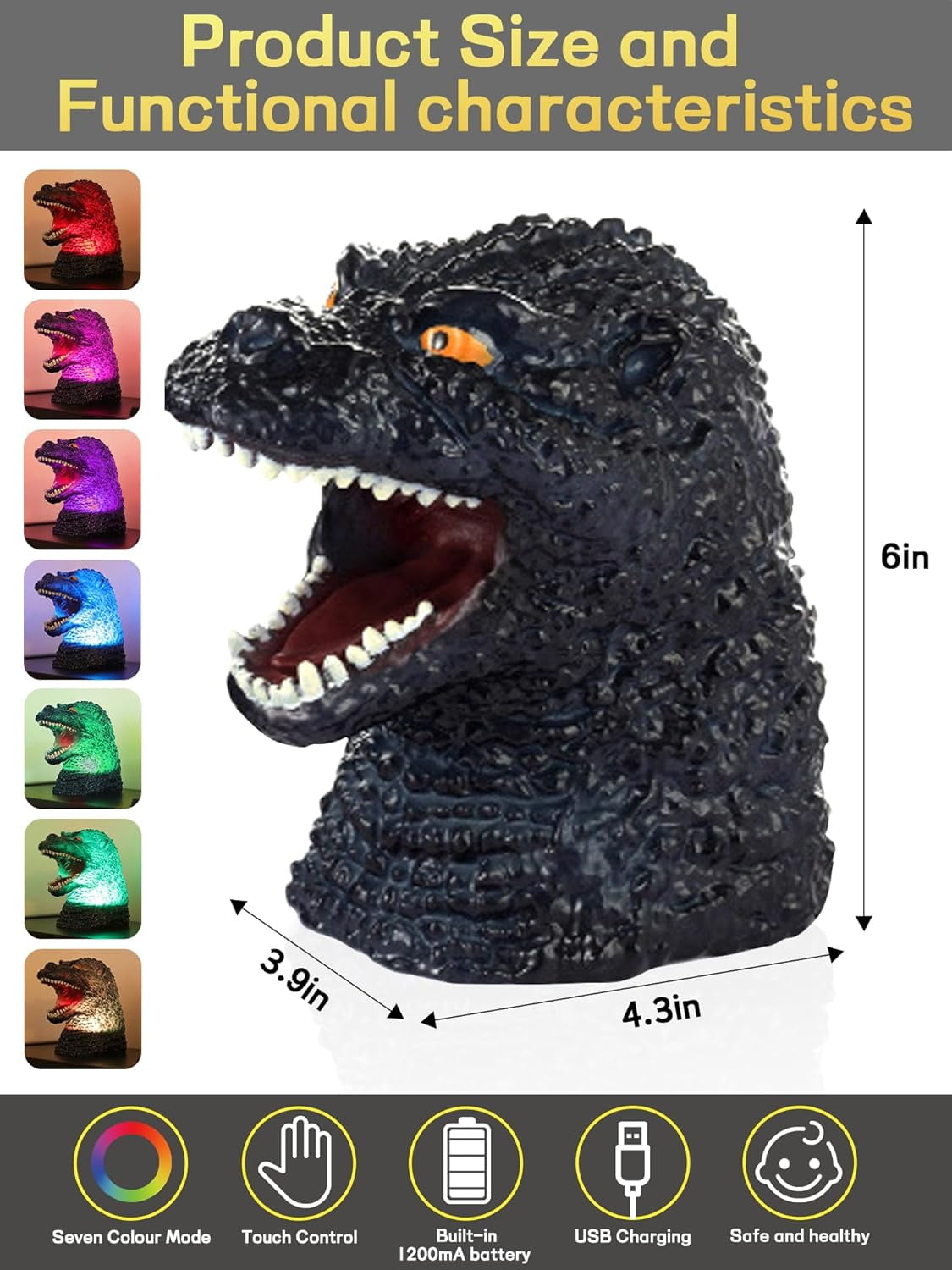 Nelbons Colour Changing Godzilla LED Night Light