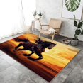 thumbnail image 1 of Washable Area Rug 3 X 5 ft, Lightweight Low-Pile Animals Freedom Horse Printed Area Rug, Kitchen Indoor Non Slip Carpet Floral Brown Orange Print Mat Living Room Bedroom Dining Room, 1 of 7