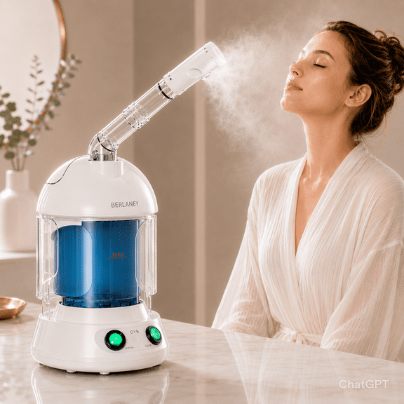 Berlaney Nano Ionic Face Steamer with 360° Rotating Arm, 2.91 lbs,  Portable Facial Steamer for Personal Care at Home or Salon