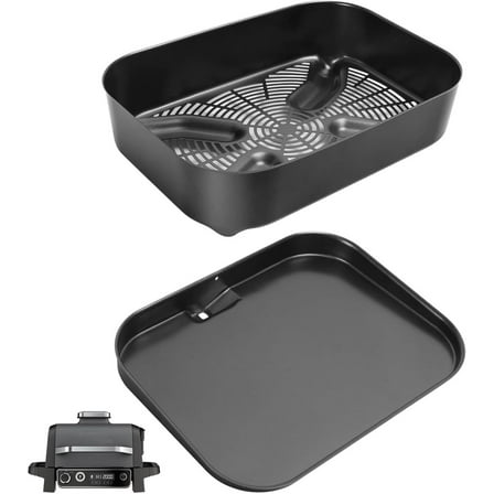 Grill Plate and Combo Crisper Basket for Ninja Woodfire Outdoor OG701 series Grill Accessories,Non-Stick Air Frying Basket Griddle Pan Replacement for Ninja XSKCRSPBKT XSKGRDPLT