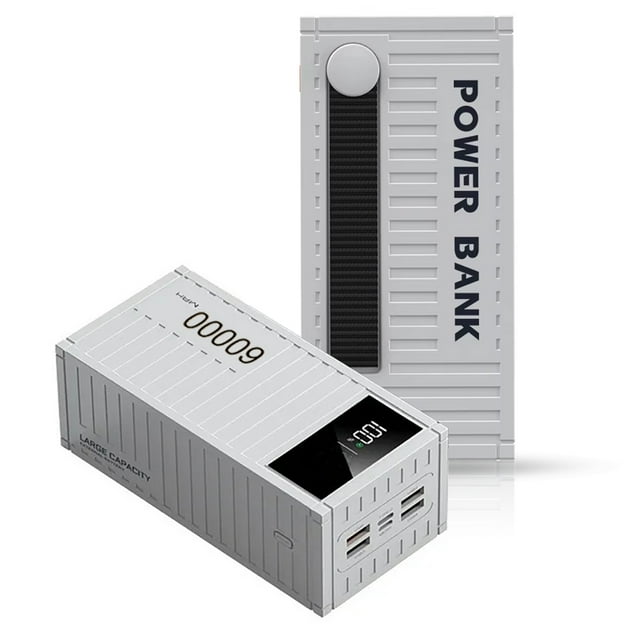 Power Bank Pila Batería Recargable Kimhi Carga Super Rapida 60,000mah Pd20w Portatil Color Blanco Con 4 Puertos Usb Y 1 Tipo C Bidireccional Cargador Para Celular Tablet Banco De Energia Pantalla Led