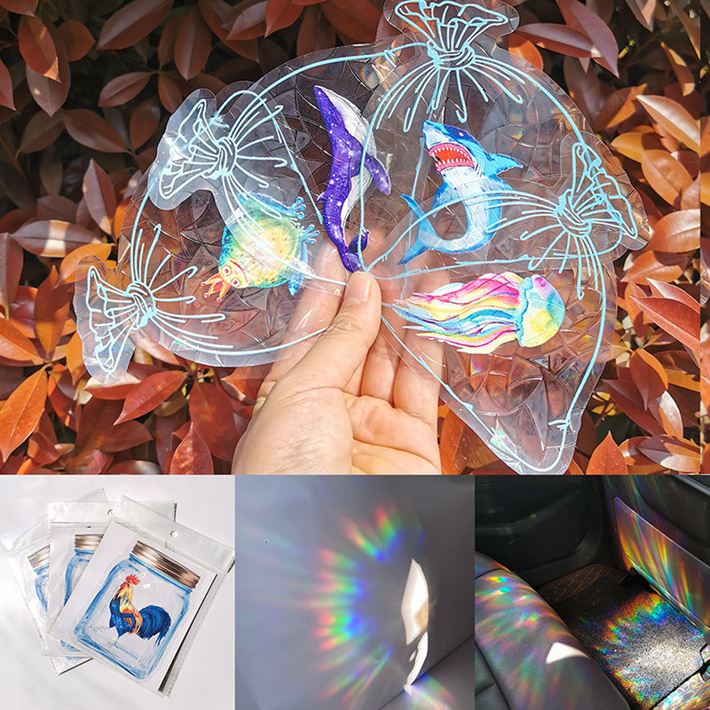 (16)Rainbow Suncatcher Window Stickers Rainbow Electrostatic PVC Window Films