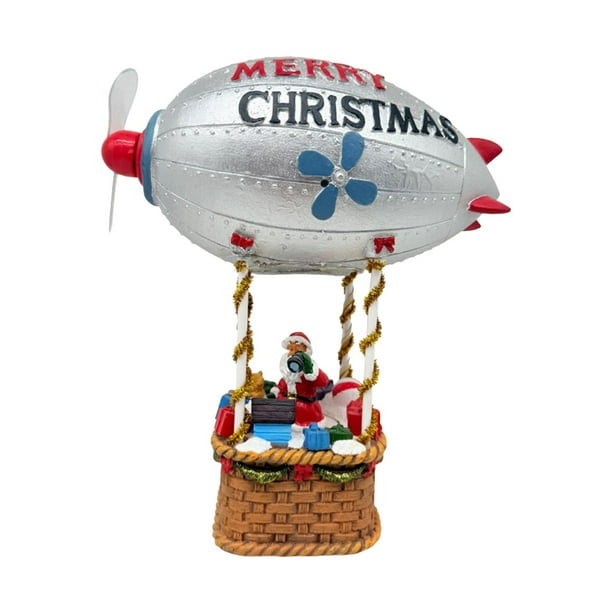 Adorno navideño con luces, figura de mesa, escultura de resina, decoración, regalo de Navidad, manualidades, linda figura de Papá Noel, globo de fuego