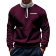 thumbnail image 2 of Mens Casual Shirts Sale Clearance Mens Casual Zip up Long Sleeve T-Shirts/Long Sleeve Polo Shirts Crew Neck Jumpers for Men Bottoming Shirts Tops Wine S, 2 of 7