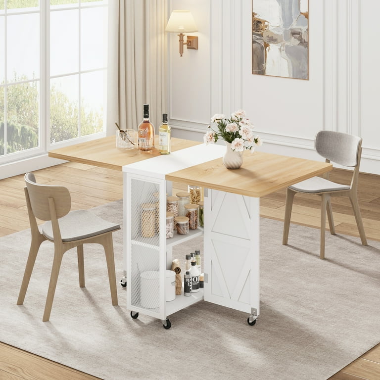 Cocosity Folding Kitchen Table, Drop Leaf Compact Table with
