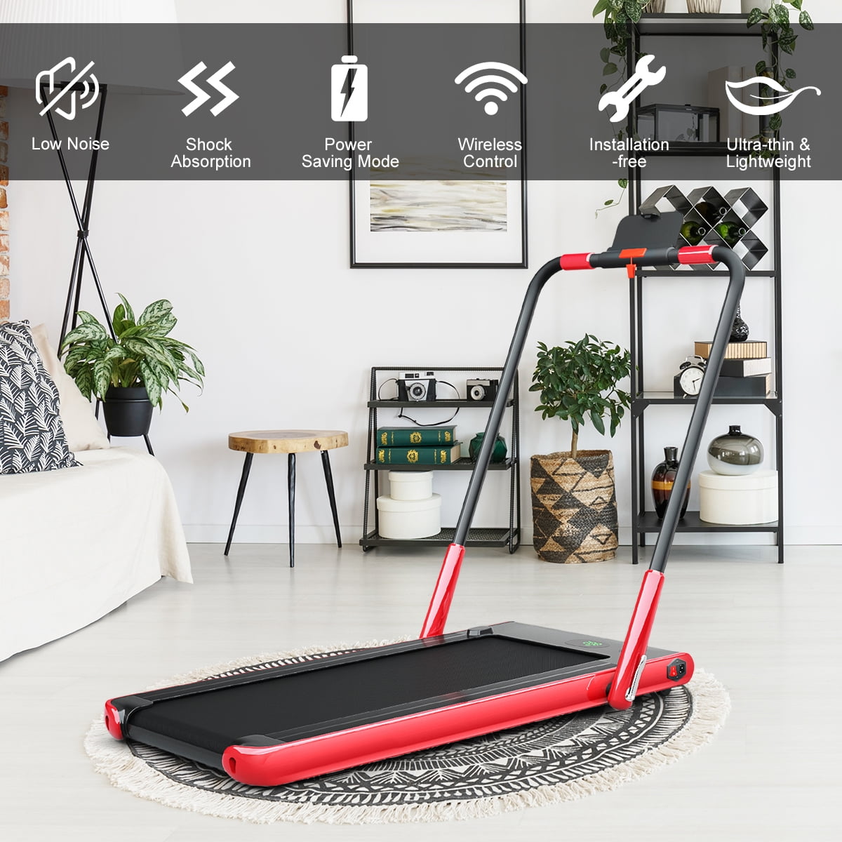 Gymax 2.25HP Under Desk Electric Pad Treadmill Running Machine Red